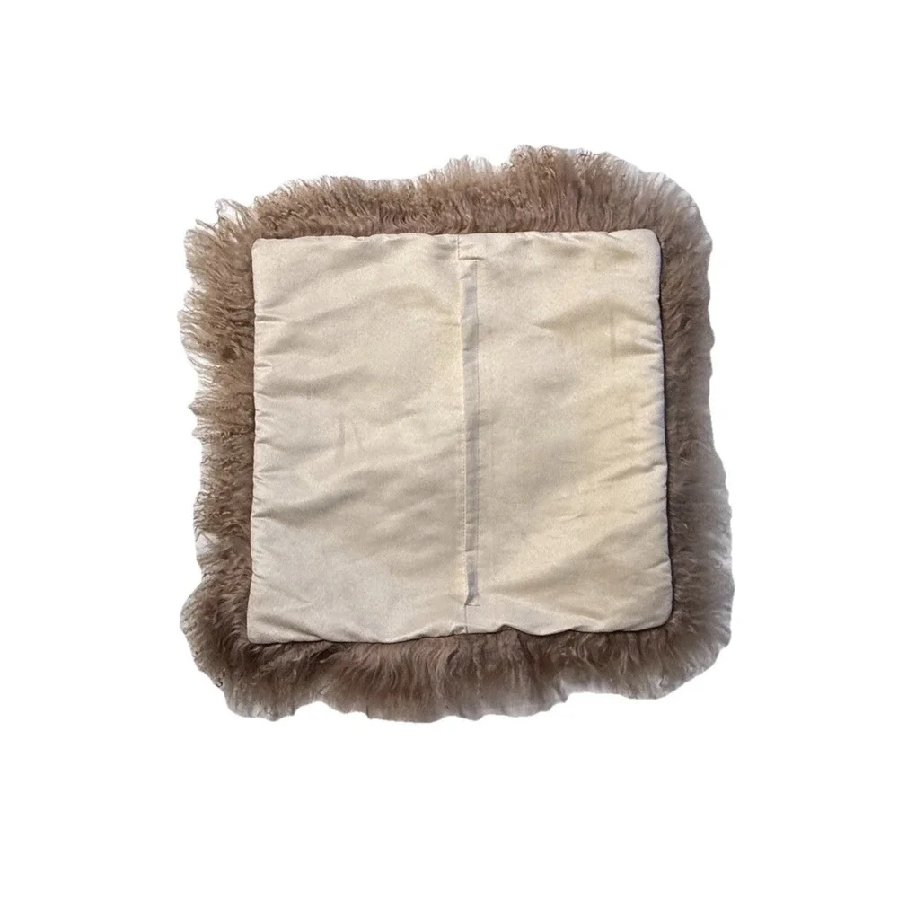 Luxury Mongolian Fur Pillowcase Zippered Sham Throw Couch Pillow Cover Brown